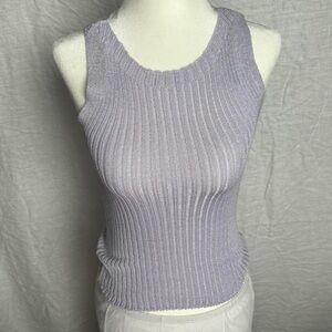 Zara Pastel Lilac Ribbed Mesh Knit Tank Top - Women